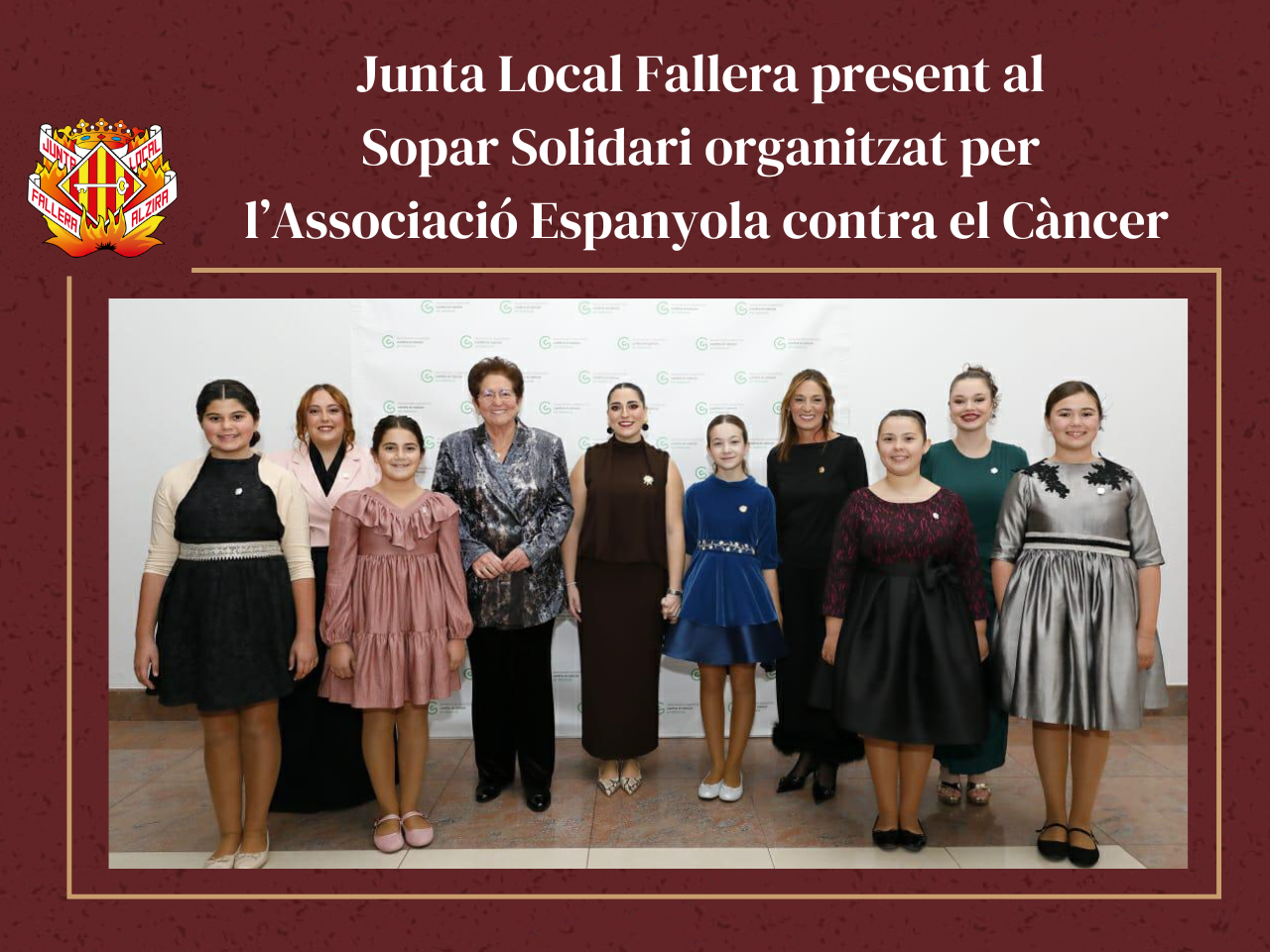 Imatge portada de la noticia Junta Local Fallera present al Sopar Solidari contra el Càncer