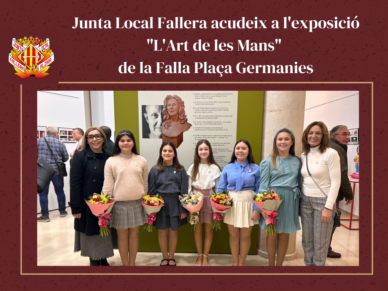 Imatge portada de la noticia Junta Local Fallera acudeix a l'exposició "L'Art de les Mans" de la Falla Plaça Germanies