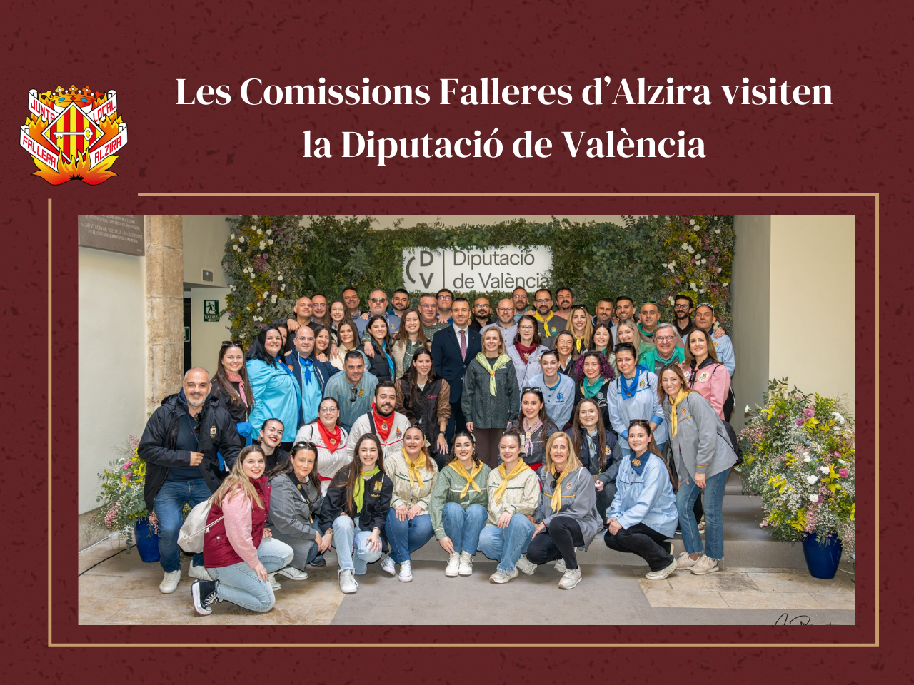 Imatge portada de la noticia Les Comissions Falleres d’Alzira visiten  la Diputació de València