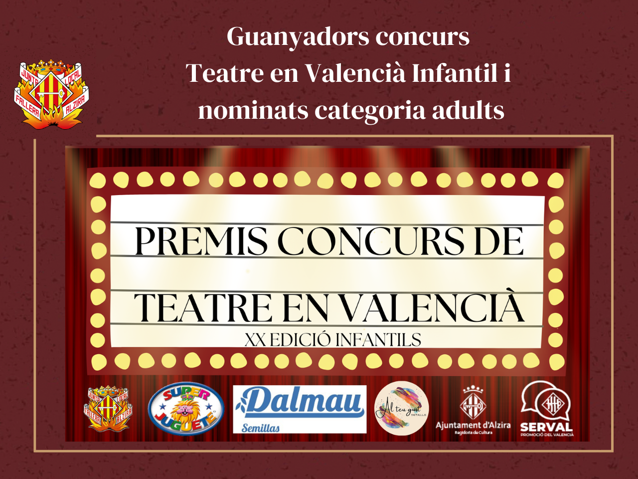 Imatge portada de la noticia Premis de XX Edició Concurs de Teatre Infantil en Valencià